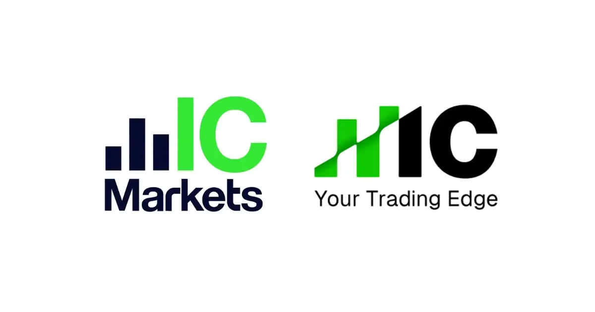 My comparison graphic showing the transition from the old IC Markets logo to the new IC branding