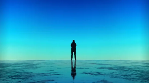 My view of a lone trader silhouetted against a blue horizon, reflecting on my transition to FTMO futures.